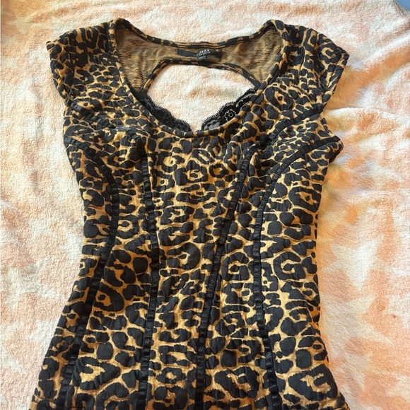 Guess Leopard Print Backless Corset Top - Black and Brown - Picture 1 of 6